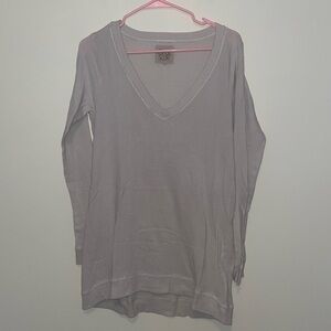 Chaser Cream V-Neck Waffle Knit Top Size Large